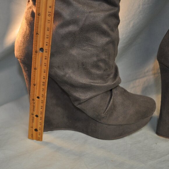 Michael Antonio grey Elaina slouch wedge boots ultra suede size 11 (289) - Picture 5 of 13